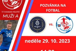 Pozvánka na fotbal: FC Bílovec - TJ Valašské Meziříčí, neděle 29. 10. 2023 v 14:30