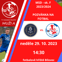 Pozvánka na fotbal: FC Bílovec - TJ Valašské Meziříčí, neděle 29. 10. 2023 v 14:30